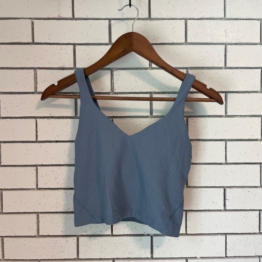 Lululemon Align Waisted Tank Top Waffle Textured Steel Blue LW1FACS Size 4